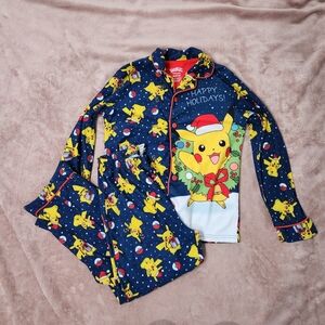 Pokemon Happy Holidays Pikachu Pajama Set M 8 10